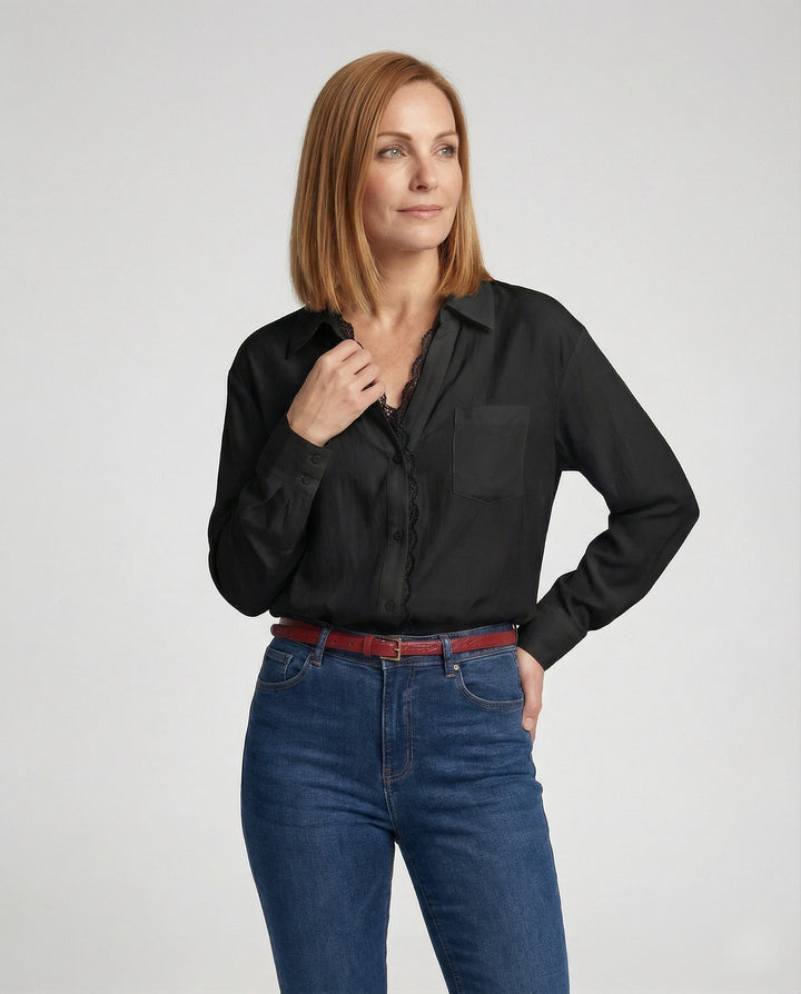 Damen Bluse mit Spitzenakzenten