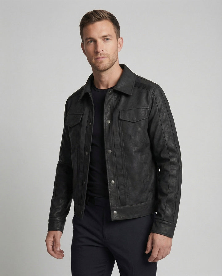 Herren Biker Lederjacke Kurz