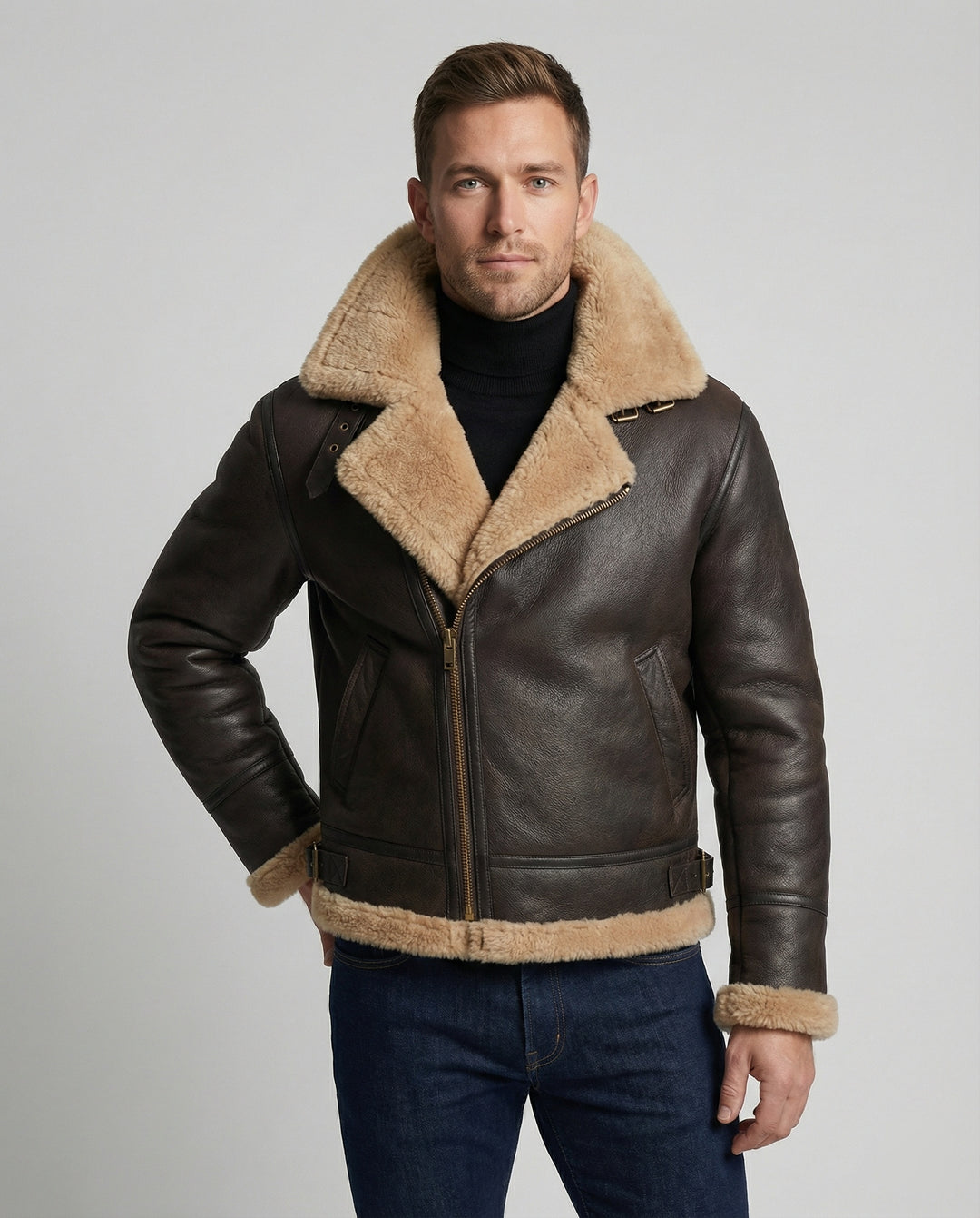 Luxus Lammfell Pilotjacke