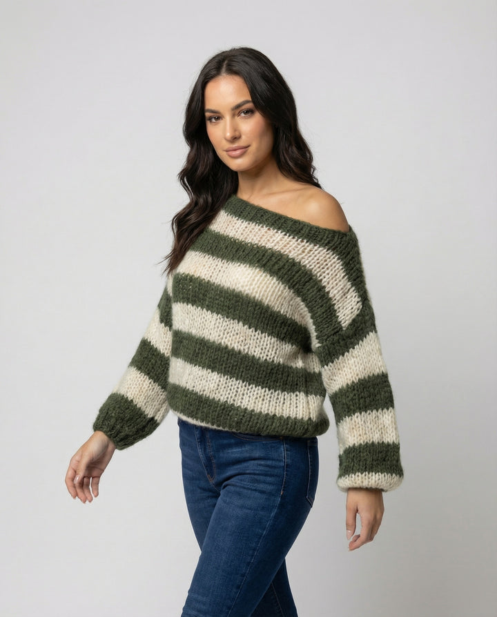 Gestreifter Damen Oversize Pullover