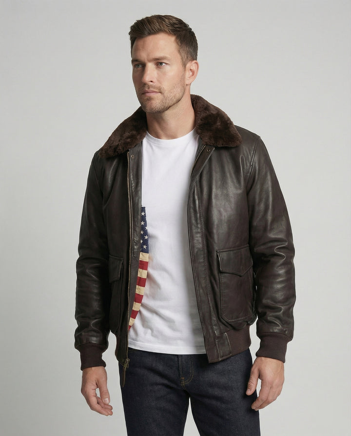 Stylische Warme Lederjacke