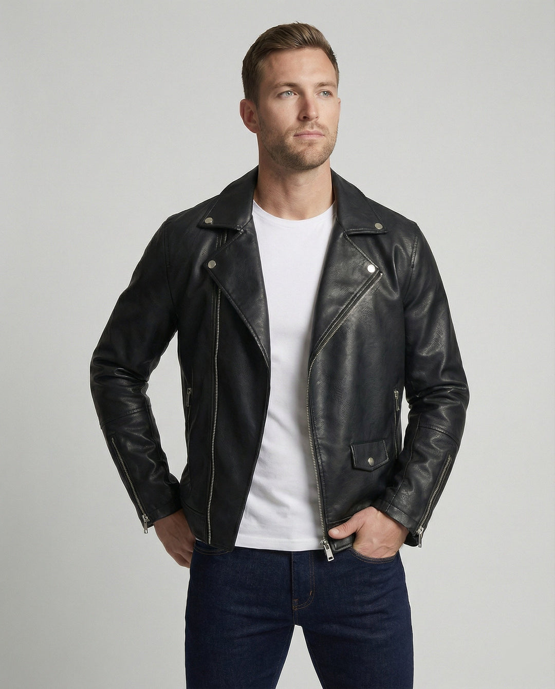 Herren Nappaleder Motorradjacke