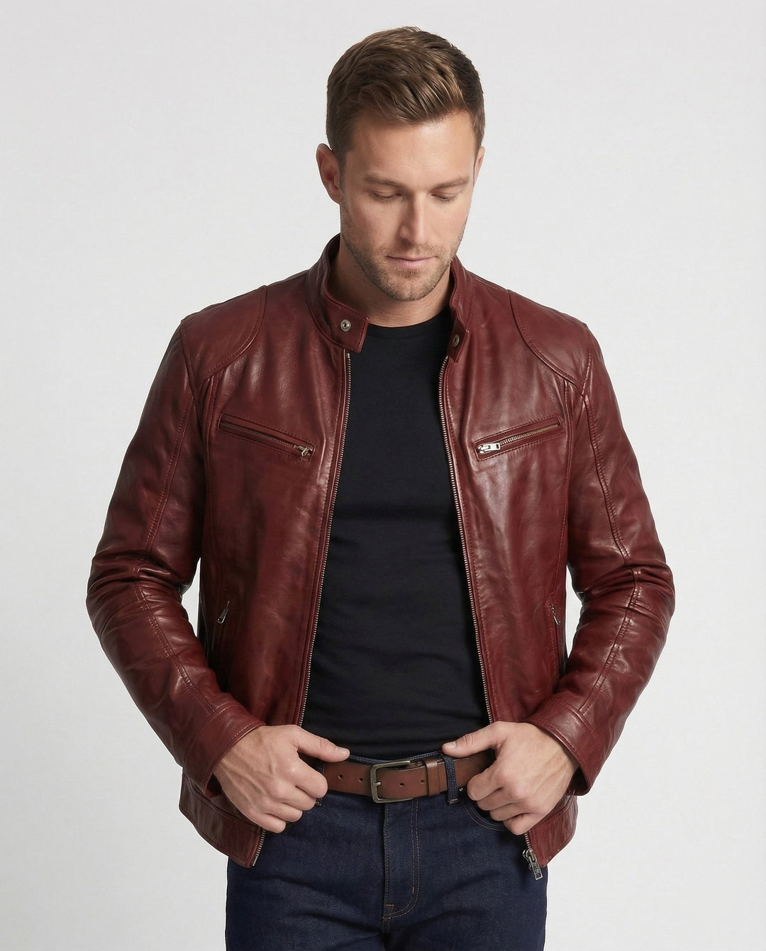 Herren Motorrad Lederblouson