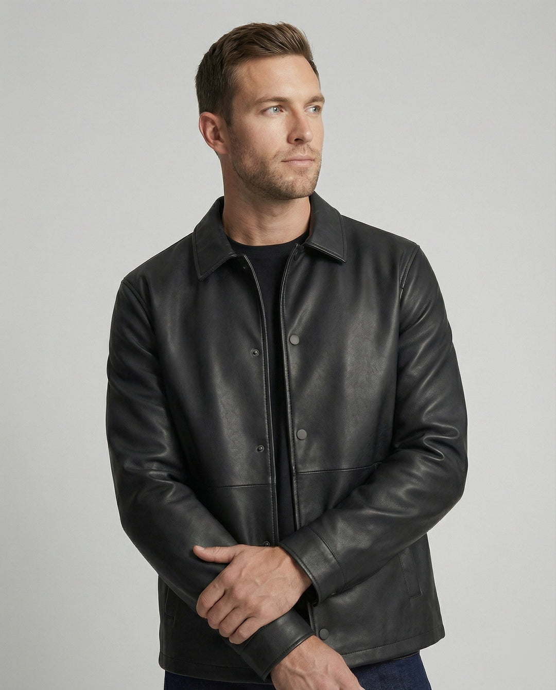 Herren Lederoptik Übergangsjacke