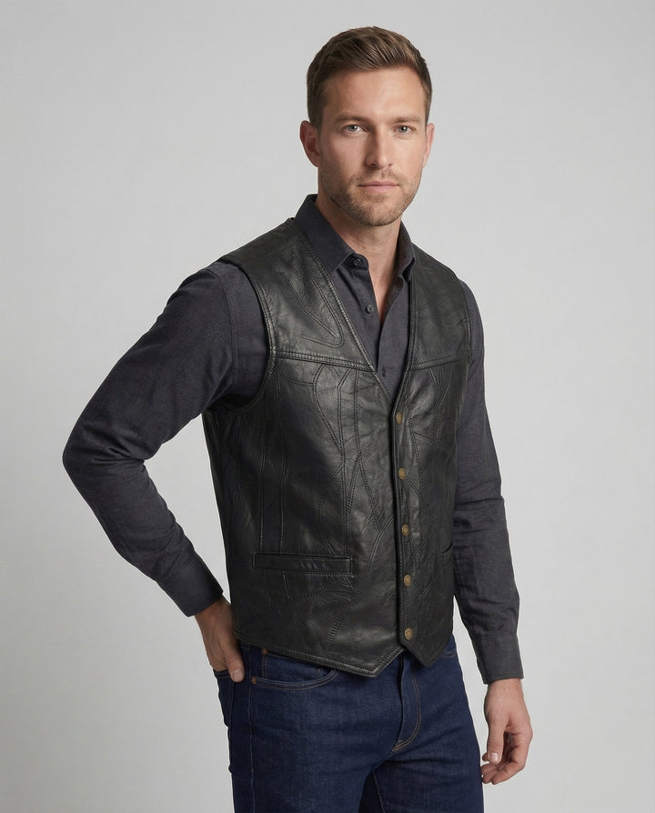 Herren Biker Lederweste