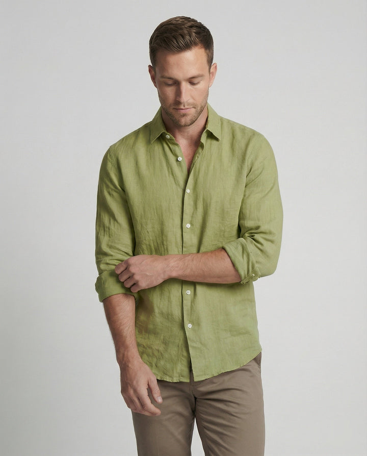 Herren Leinenhemd Kentkragen Sommer