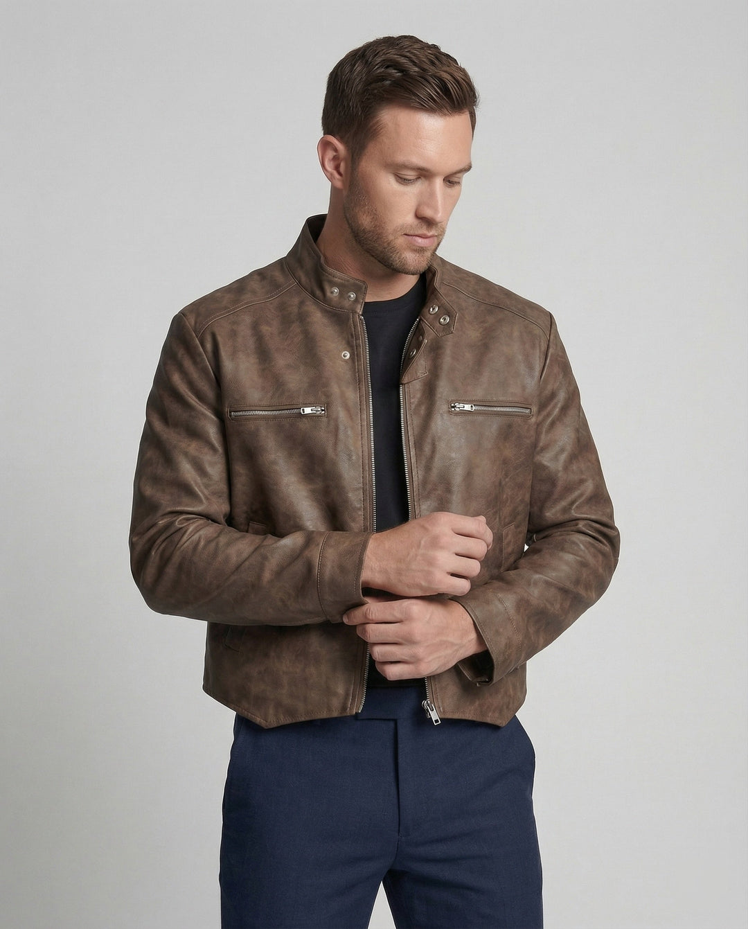 Herren Lederoptik Kurzjacke