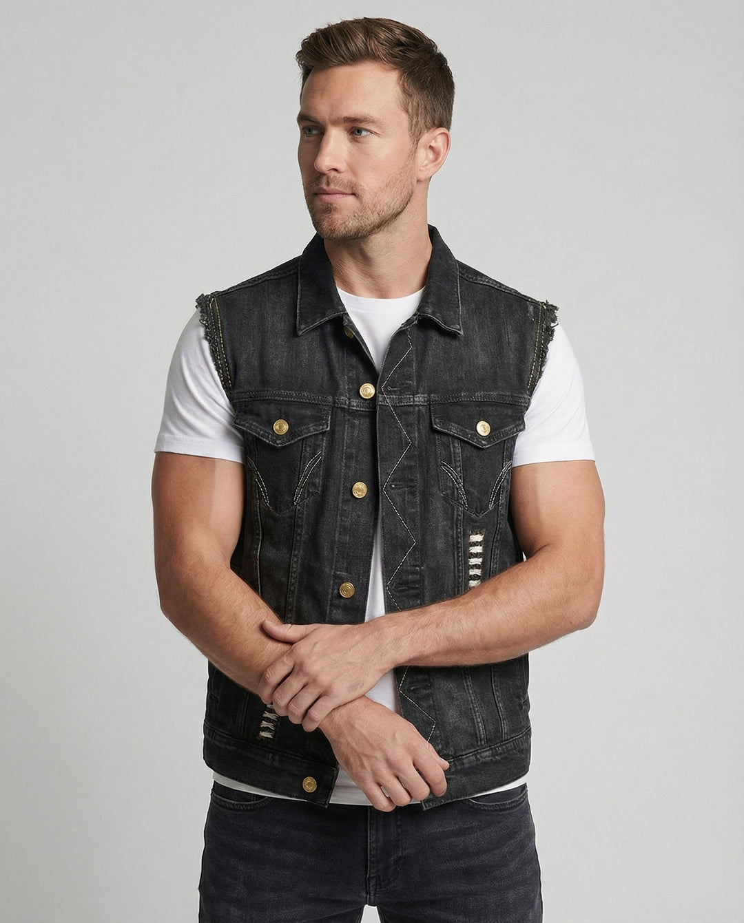 Stylische Herren Denim Weste