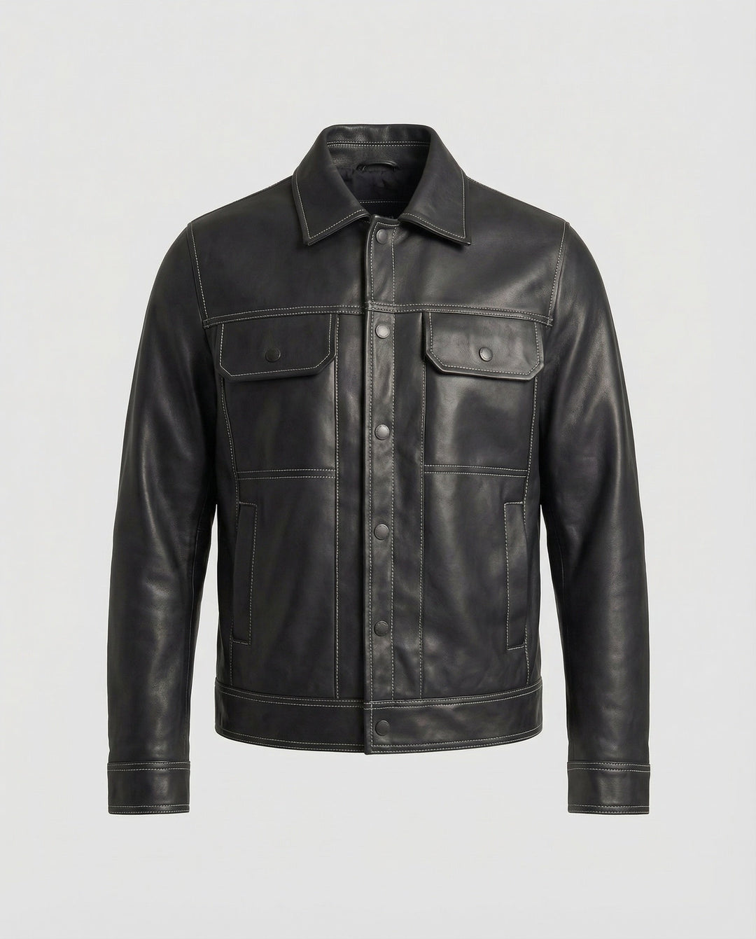 Herren Overshirt Jacke Lederoptik