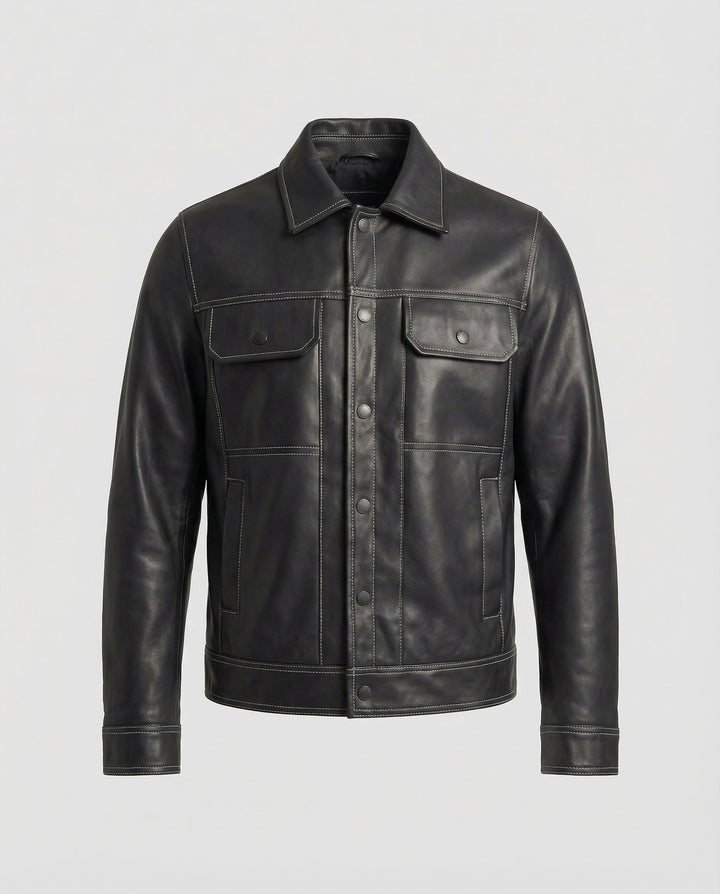 Herren Overshirt Jacke Lederoptik